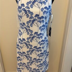 Tommy Hilfiger White Midi Dress with Blue Botanical Print